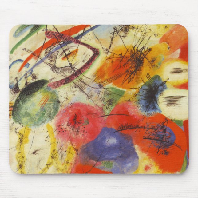 Tapis De Souris Kandinsky Noir frappe la peinture Abstraite (Devant)