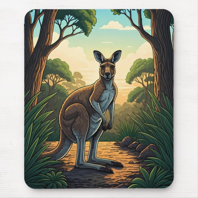 Tapis De Souris Kangaroo in Sunlit Forest (Devant)