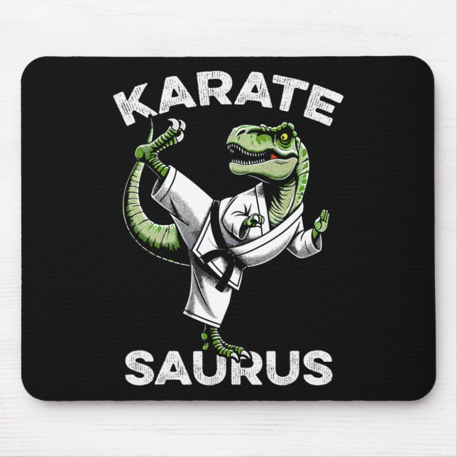 Tapis De Souris Karatesaurus T-rex Karaté Dino Drôle Dinosaure Mar (Devant)