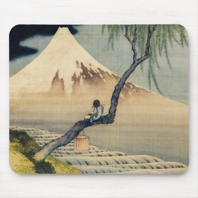 Tapis De Souris Katsushika Hokusai - Garçon regardant le Mont Fuji (Devant)