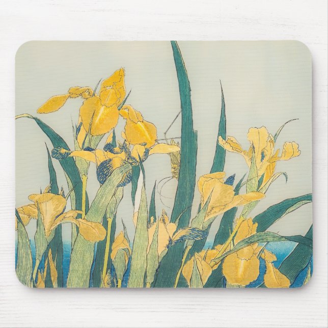 Tapis De Souris Katsushika Hokusai - Grasshopper et Iris (Devant)