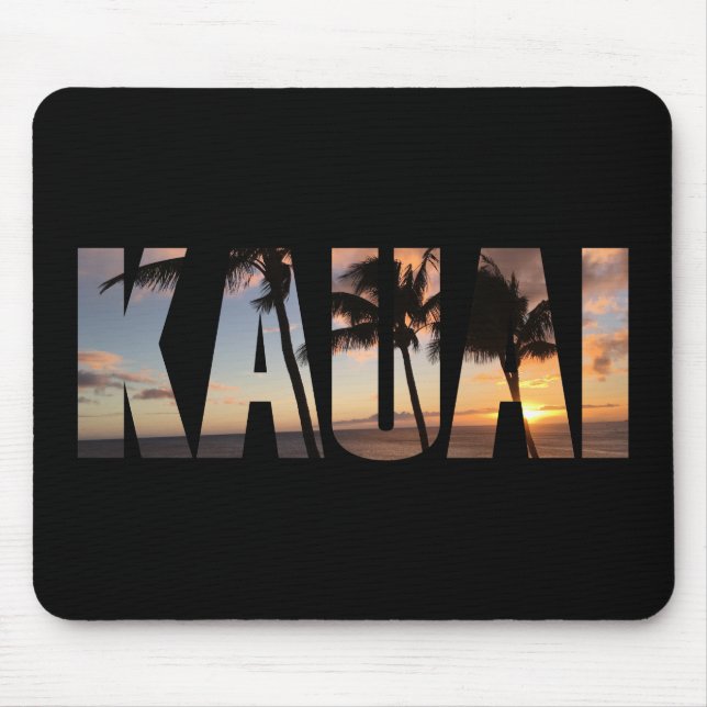 Tapis De Souris Kauai, coucher de soleil d'Hawaï avec des palmiers (Devant)