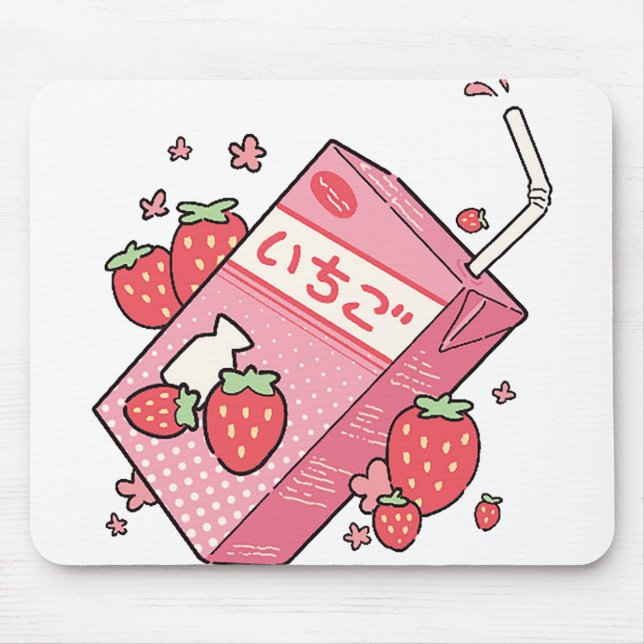 Tapis De Souris Kawaii Boîte à jus de fraise japonaise (Devant)