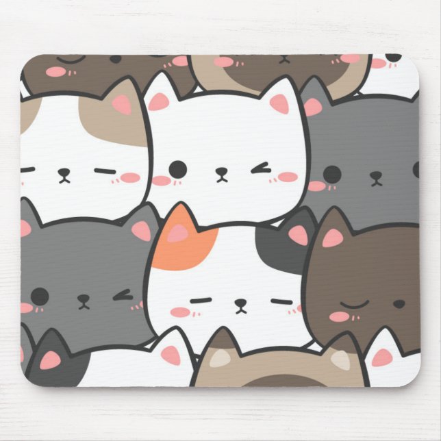 Tapis De Souris Kawaii Chat Pad - Décor De Bureau (Devant)
