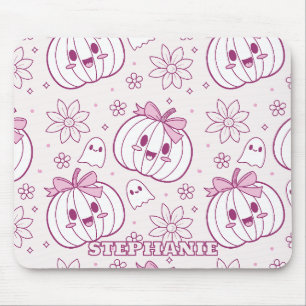 Tapis De Souris Kawaii Citrouilles, Fantômes & Fleurs