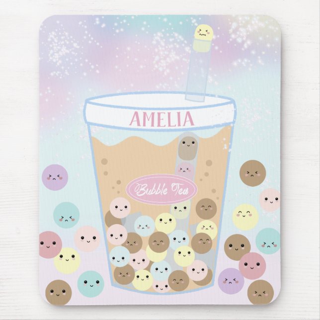 Tapis De Souris Kawaii Cute Bubble Pearl Lait Thé Tapioca Boba (Devant)