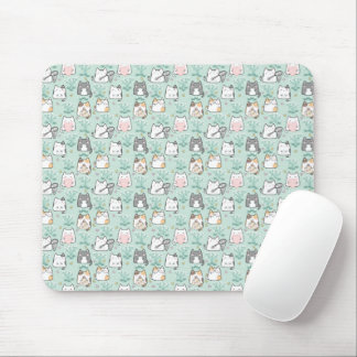 Tapis De Souris Kawaii Cute Cats & Flower Motif Arrière - plan ver