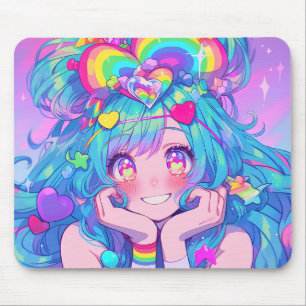 Tapis De Souris Kawaii Fun Rainbow Anime Girl