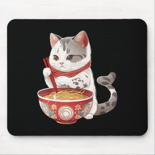 Tapis De Souris Kawaii Ne Ko Chat Manger Ramen Noodles Nourriture 