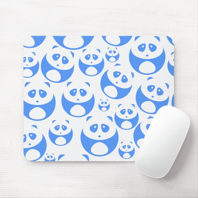 Tapis De Souris Kawaii Panda bébé bleu et blanc modèle (Avec souris)