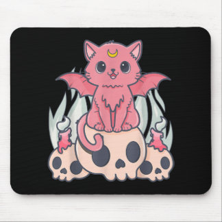 Tapis De Souris Kawaii Pastel Goth Cute Démon Déplaisant Chat et C