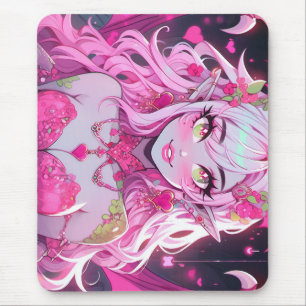 Tapis De Souris Kawaii Pinkcore Imaginaire Demon Anime Girl