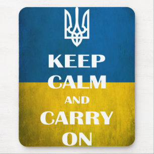 Tapis De Souris Keep calm and carry on Ukrainian emblem trident  