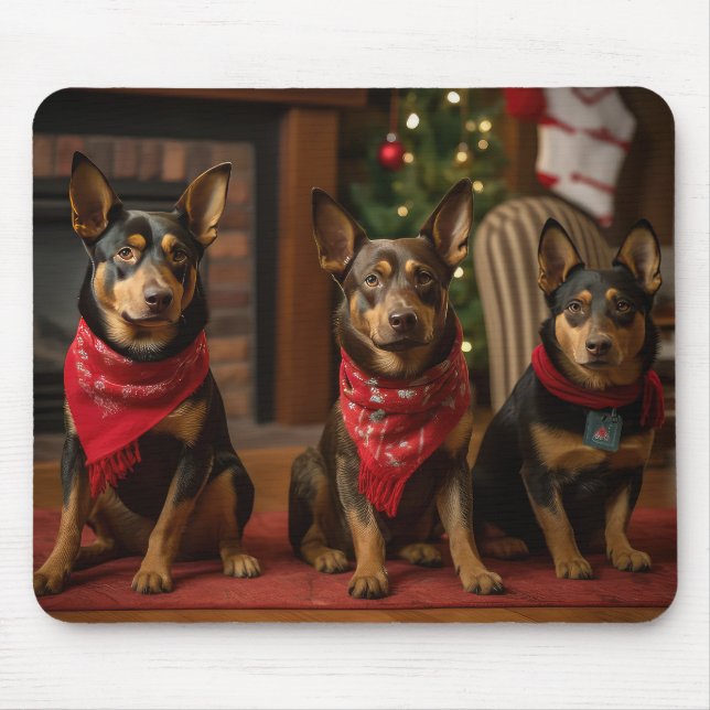 Tapis De Souris Kelpie australienne près de la cheminée Noël (Devant)