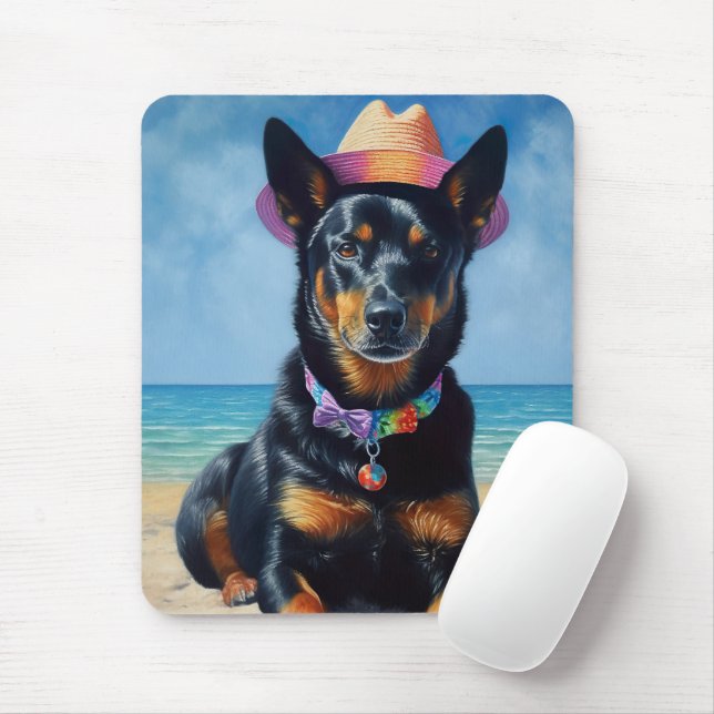 Tapis De Souris Kelpie australienne sur la plage, cadeau d'été amo (Avec souris)