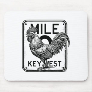 Tapis De Souris Key West Floride Poulet Rétro Mile 0 Coq Mile