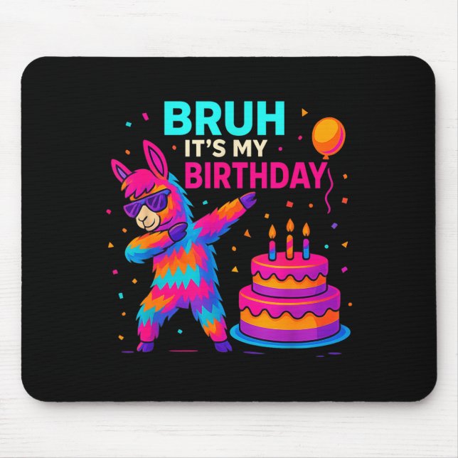 Tapis De Souris Kids Dabbing Llama Birthday Funny Bday Party Tee  (Devant)