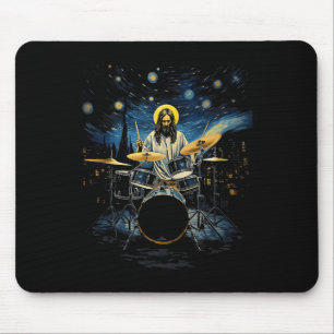 Tapis De Souris Kit tambour Percussionniste Drummer Van Gogh Jesus