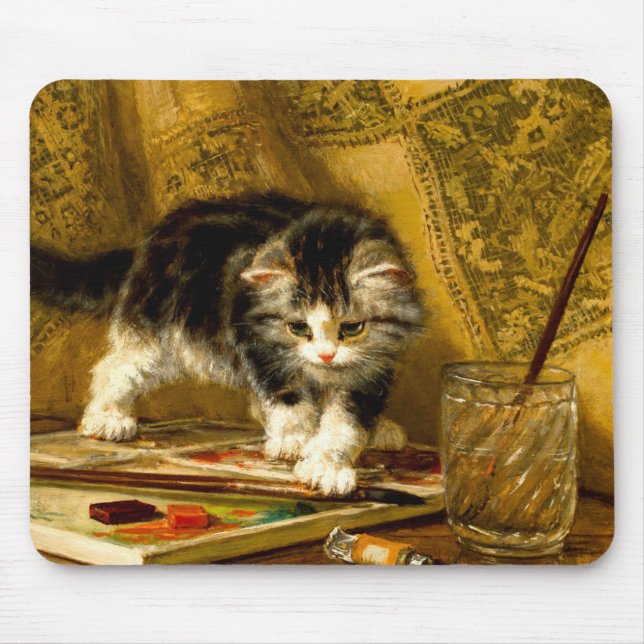 Tapis De Souris Kitten avec peinture et brosses (Devant)