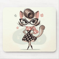Kitten Féminin Rétro Vintage Avec Lunettes à Yeux 