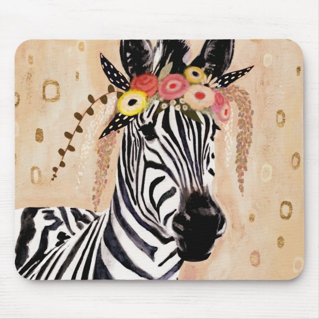 Tapis De Souris Klimt Zebra | Couronne De Fleurs (Devant)