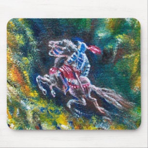 TAPIS DE SOURIS KNIGHT LANCELOT, CHEVAL EN FORÊT VERTE
