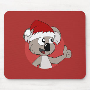 Tapis de souris koala de Noël en dessin animé