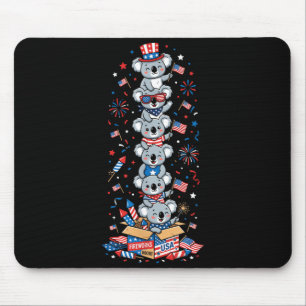 Tapis De Souris Koala drôle Drapeau américain Usa Jour de la mémoi