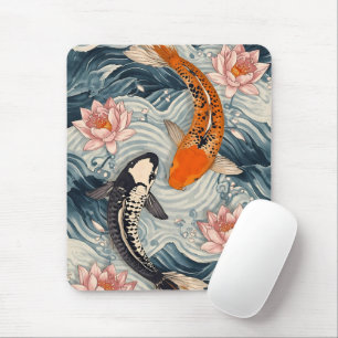 Tapis De Souris Koi Fish Yin Yang Lotus Art
