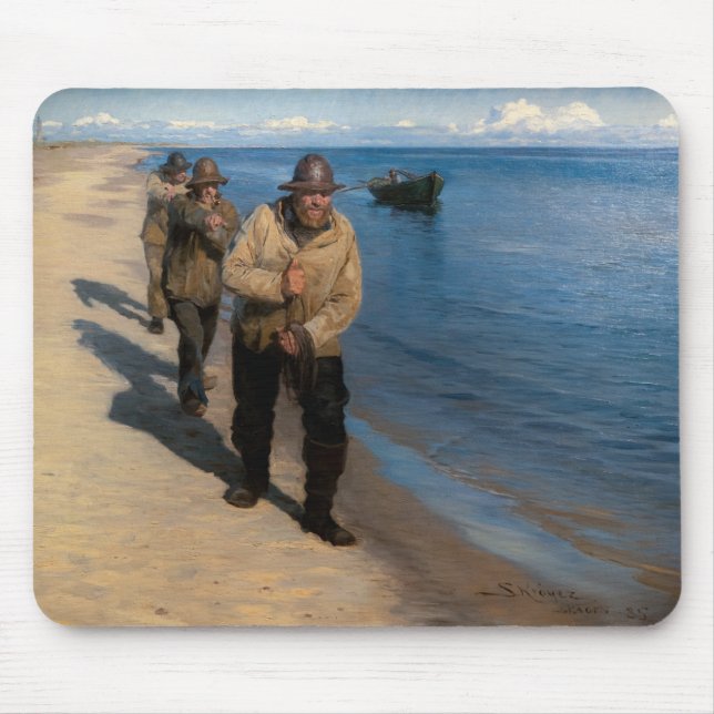 Tapis De Souris Kroyer - Trois pêcheurs tirant un bateau (Devant)