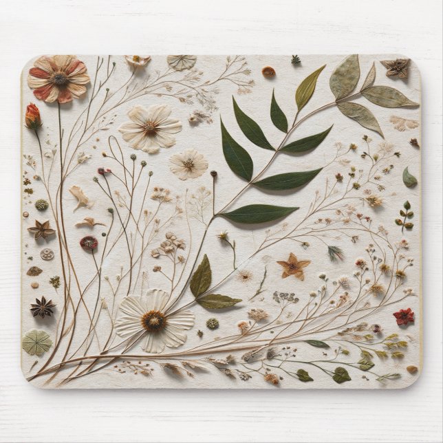 Tapis De Souris La beauté de la nature Fleurs botaniques & Feuille (Devant)