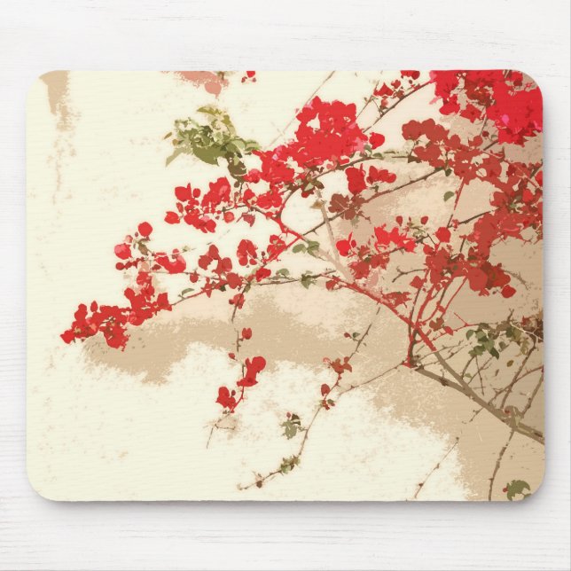 Tapis De Souris La bouganvillée rouge fleurit Mousepad (Devant)