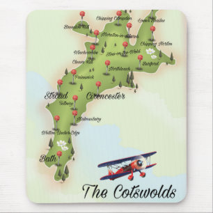 Tapis De Souris La carte vintage des Cotswolds