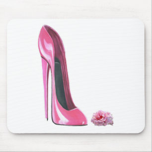 Tapis De Souris La chaussure stylet rose et s'est levée