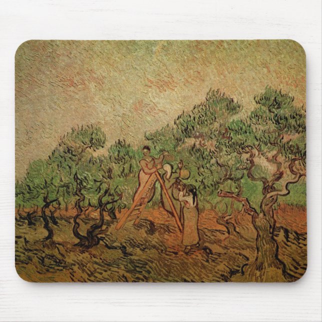 Tapis De Souris La cueillette d'olives par Vincent van Gogh (Devant)