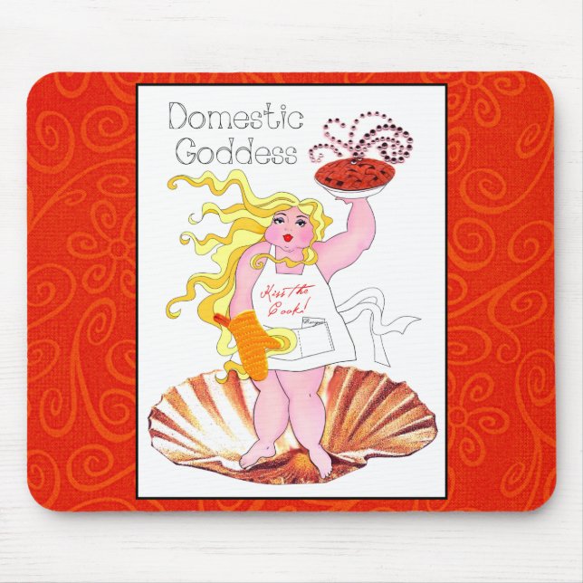 Tapis De Souris "La déesse domestique" - Embrasse la cuisinière ! (Devant)
