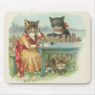 Tapis De Souris "La famille de chat" Mousepad vintage