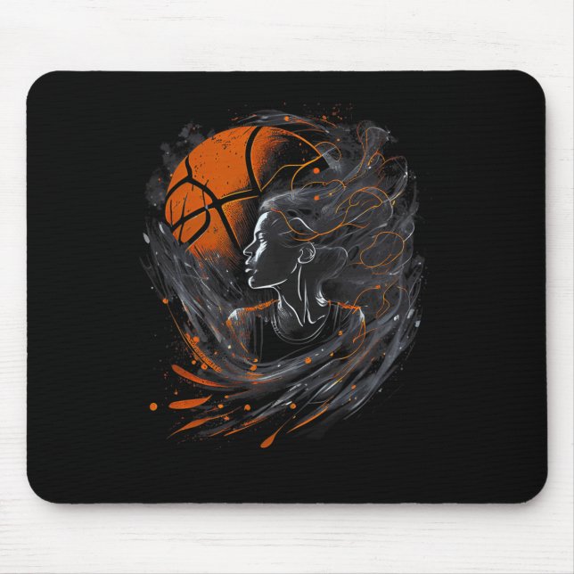 Tapis De Souris La fille qui joue au basket-ball Graphisme pour le (Devant)