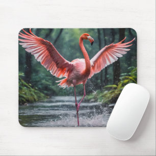 Tapis De Souris La grâce en vol : Le Flamant rose rose