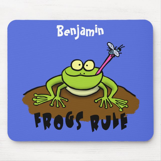 Tapis De Souris La grenouille règle drôle dessin de grenouille ver (Devant)
