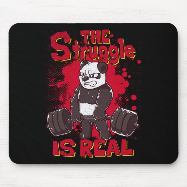 Tapis De Souris La Lutte Est Véritable Panda Chemise Fitness Bodyb (Devant)