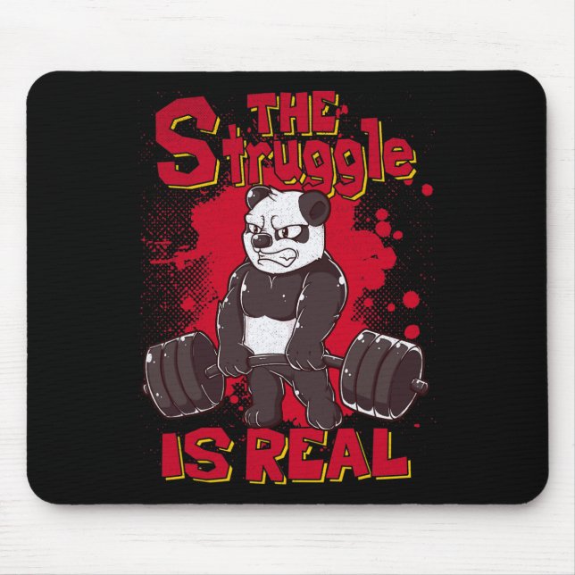Tapis De Souris La Lutte Est Vraiment Drôle Panda Gym Bodybuilding (Devant)