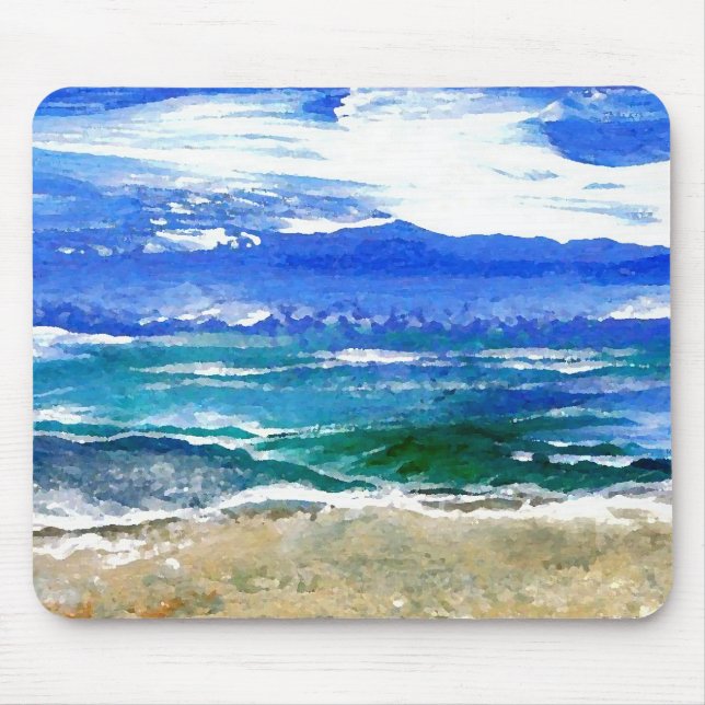 Tapis De Souris La mer scintillante de cadeaux de surf de plage (Devant)