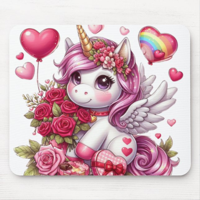Tapis De Souris La mignonne Saint Valentin licorne (Devant)