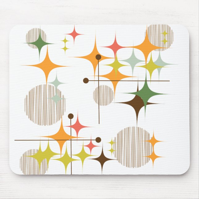 Tapis De Souris La moitié du siècle Starbursts moderne et globes (Devant)