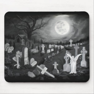 Tapis De Souris La nuit sur le cimetière - Angel avec Diable