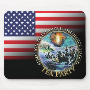 Tapis De Souris La rébellion du Tea Party du drapeau américain c