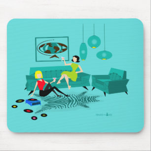 Tapis De Souris La rétro nuit de la fille dans Mousepad