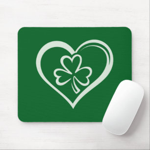 Tapis De Souris La Saint-Patrick drôle Shamrock cœur irlandais 
