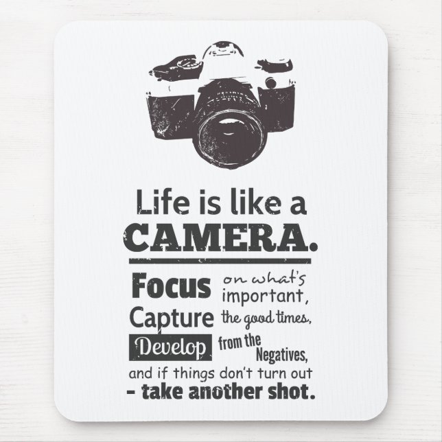 Tapis De Souris La vie est comme une citation d'appareil-photo, (Devant)